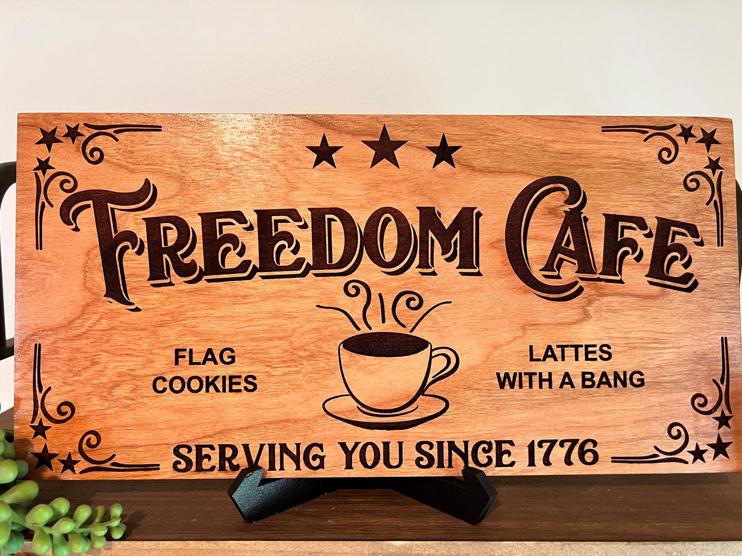 Vintage Look Patriotic  Freedom Cafe Sign