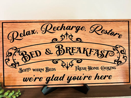 Bed and Breakfast Laser Engraved Sign