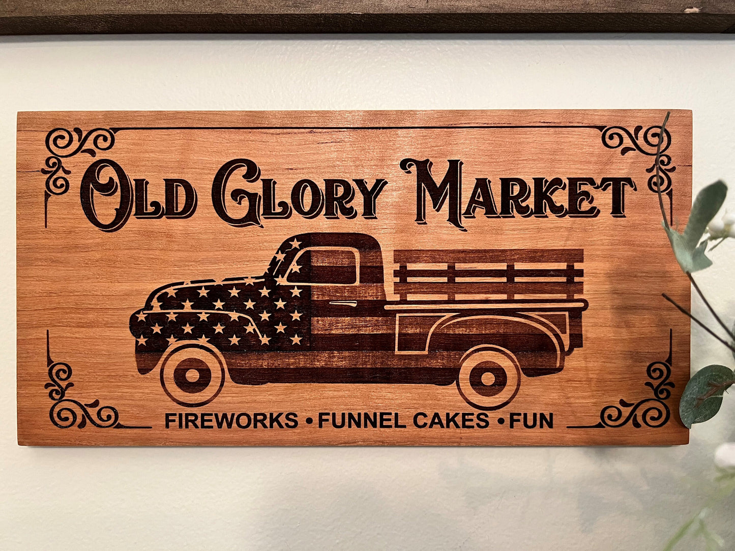 Patriotic Laser Engraved "Old Glory" Sign