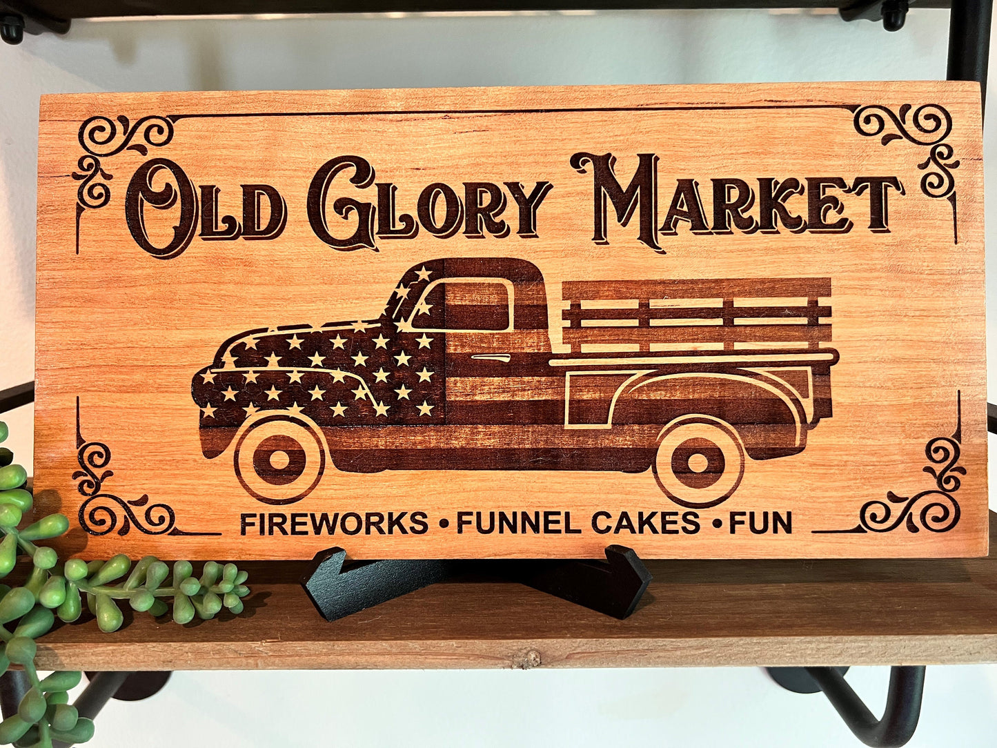 Patriotic Laser Engraved "Old Glory" Sign