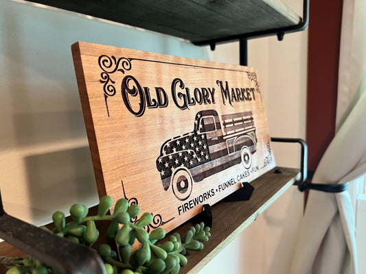 Patriotic Laser Engraved "Old Glory" Sign