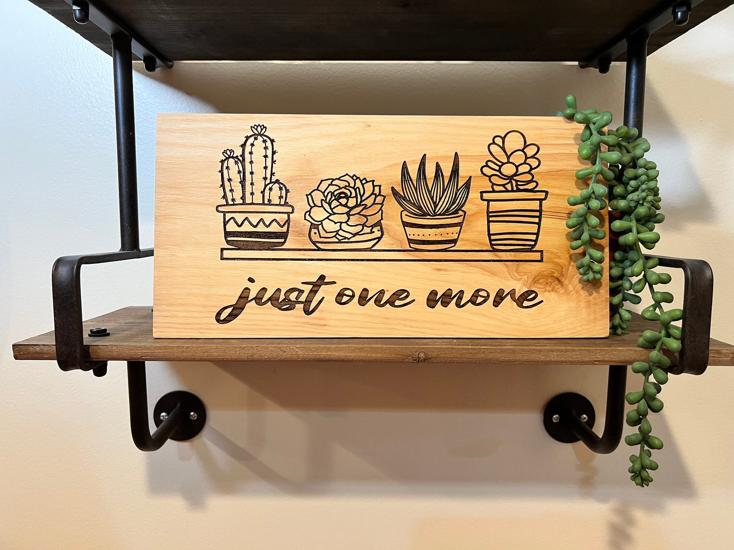 'Just One More Succulent' Laser Engraved Sign