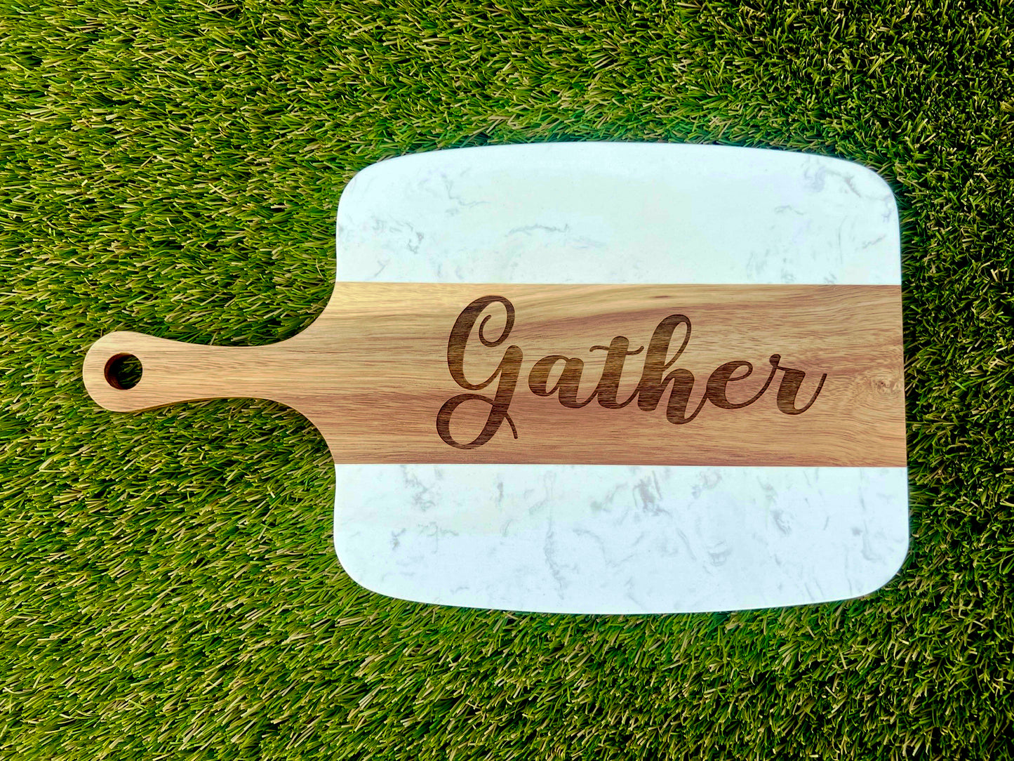 White Marble & Acacia Board