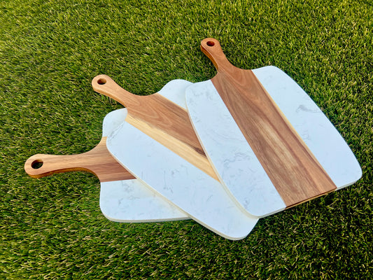 White Marble & Acacia Board