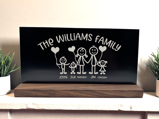 Whimsical Doodle Family Portrait Shelf Sitter