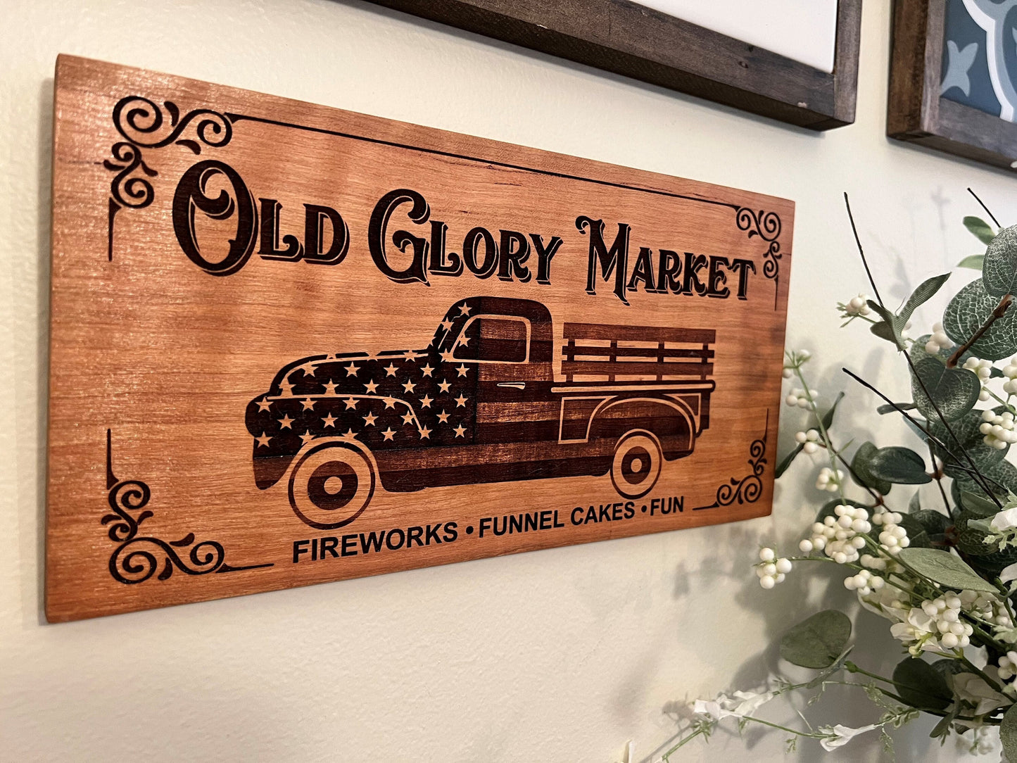 Patriotic Laser Engraved "Old Glory" Sign